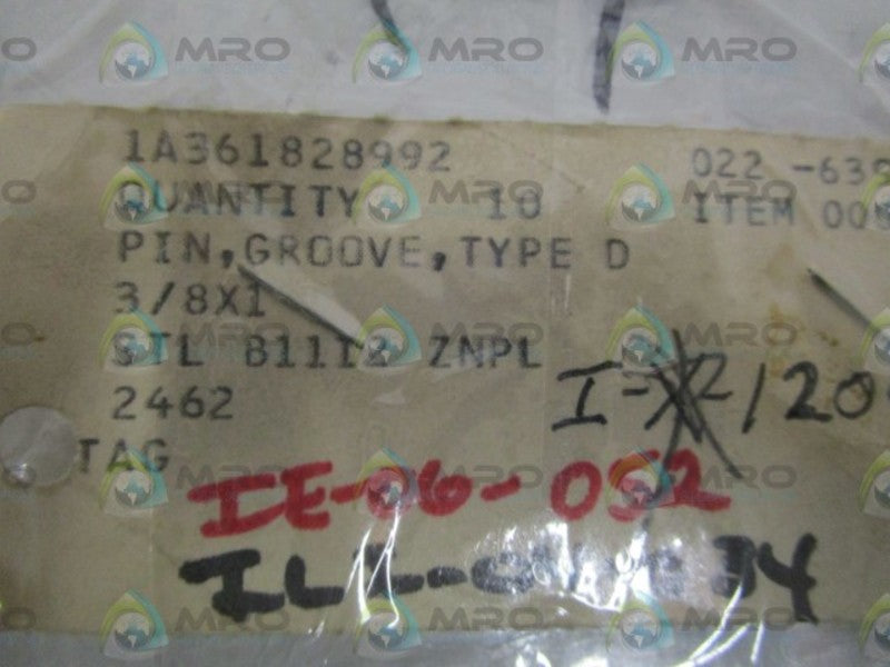 LOT OF 10 FISHER 3/8"X1" GROOVE PIN 1A361828992 *NEW NO BOX*