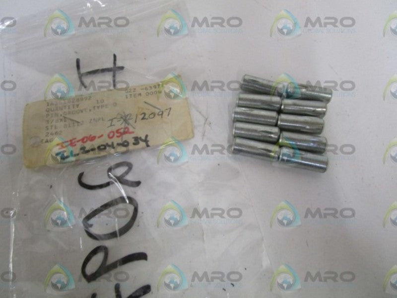 LOT OF 10 FISHER 3/8"X1" GROOVE PIN 1A361828992 *NEW NO BOX*
