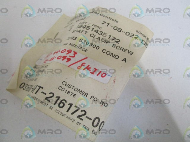 LOT OF 2 FISHER SHAFT CLAMP SCREW 1B451435172 *NEW IN FACTORY BAG*