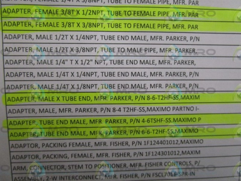 LOT OF 13 PARKER TUBE TO FEMALE PIPE ADAPTER 3/8"TX1/2"NPT *NEW NO BOX*