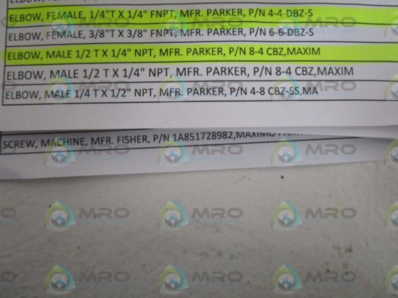 PARKER 1/4" X 1/4" FEMALE ELBOW 4-4-DBZ-S *NEW NO BOX*