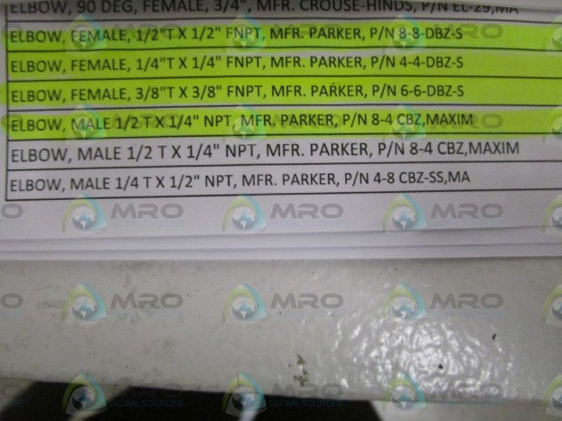 PARKER 1/2" X 1/2" FEMALE ELBOW 8-8-DBZ-S *NEW NO BOX*