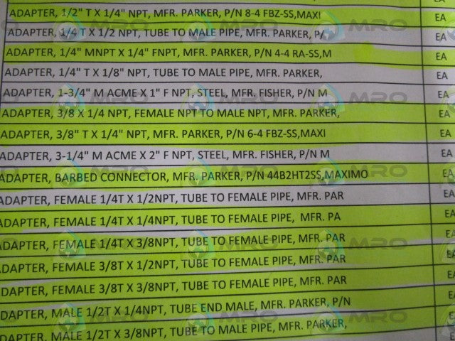 LOT OF 14 PARKER 1/2" X 1/4" ADAPTER 8-4FBZ-SS *NEW NO BOX*