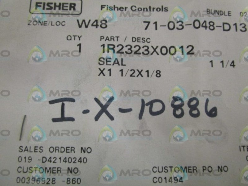 FISHER 1-1/4" X 1-1/2" X 1/8" SEAL 1R2323X0012 * NEW IN FACTORY BAG *