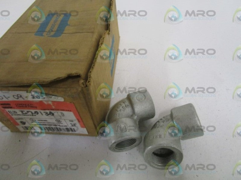 LOT OF 2 CROUSE-HINDS 3/4" 90 DEGREE FEMALE ELBOW EL29 *NEW IN BOX*