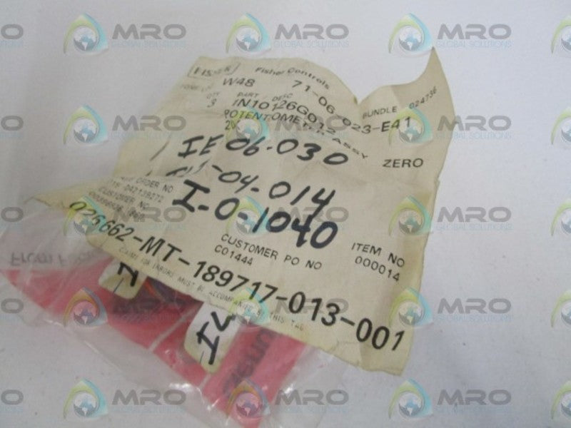 LOT OF 3 FISHER POTENTIOMETER 1N10126G012 *NEW IN FACTORY BAG*