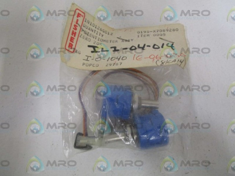 LOT OF 2 FISHER POTENTIOMETER 1N10126G012 *NEW IN BAG*