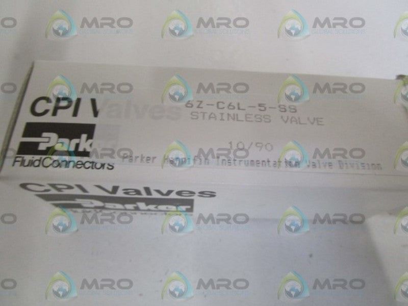 PARKER STAINLESS VALVE 6Z-C6L-5-SS *NEW IN BOX*