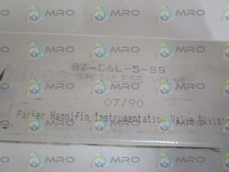 PARKER STAINLESS VALVE 8Z-C6L-5-SS *NEW IN BOX*