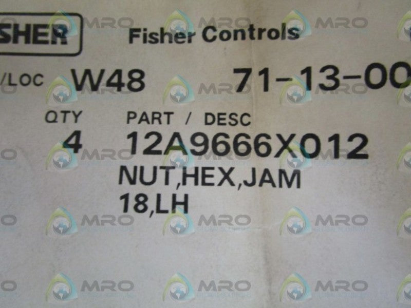 LOT OF 4 FISHER HEX NUT 12A9666X012 *NEW IN FACTORY BAG*