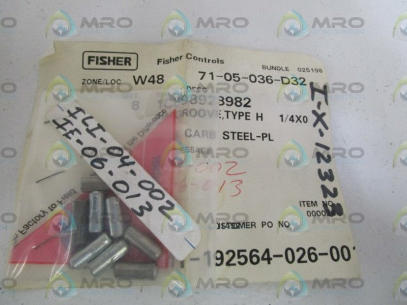 LOT OF 8 FISHER 1/4X0.62 PIN GROOVE 1C898928982 *NEW IN FACTORY BAG*