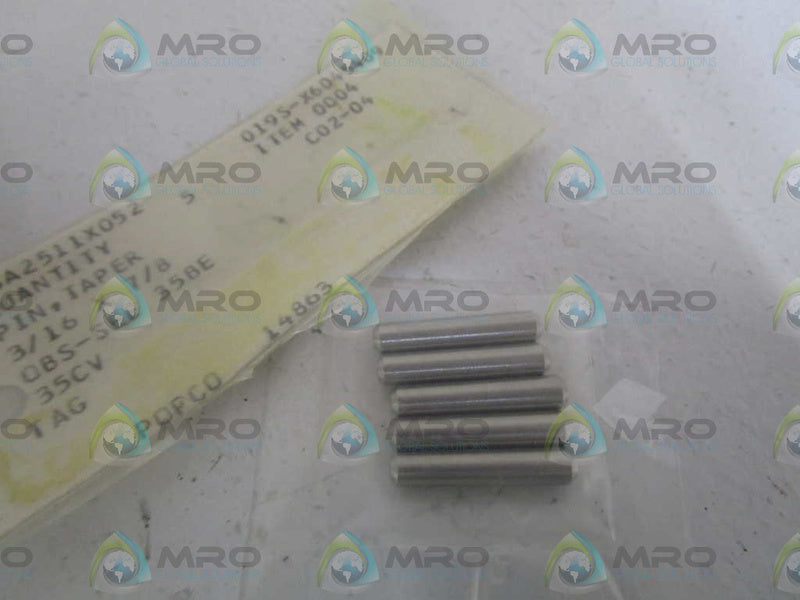 LOT OF 5 FISHER 3/16X7/8 TAPER PIN 13A2511X052 *NEW NO BOX*