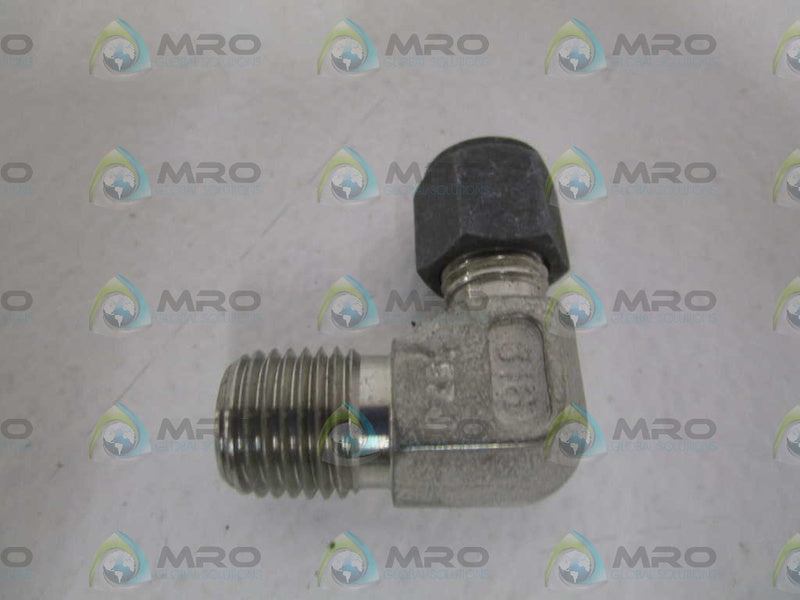 LOT OF 4 PARKER 1/4"T X 1/4" NPT MALE ELBOW 4-4CBZ-SS *NEW NO BOX*