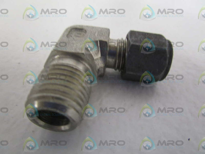 LOT OF 4 PARKER 1/4"T X 1/4" NPT MALE ELBOW 4-4CBZ-SS *NEW NO BOX*