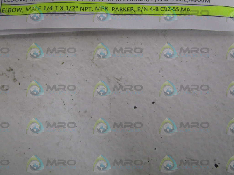 LOT OF 3 PARKER 1/4X1/2" MALE ELBOW 4-8CBZ-DSS *NEW NO BOX*