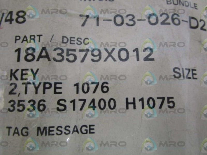 FISHER SIZE 2 KEY 18A3579X012 *NEW NO BOX*