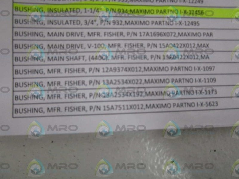 LOT OF 10 MAXIMO 1-1/4" INSULATED BUSHING 934 *NEW NO BOX*