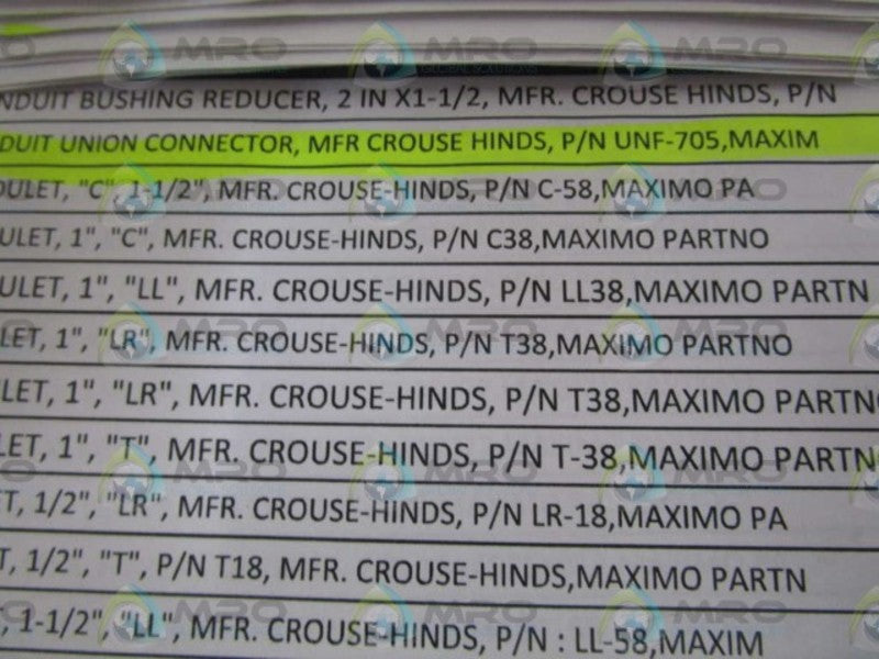 CROUSE-HINDS 2-1/2' CONDUIT UNION CONNECTOR UNF-705  NSNP