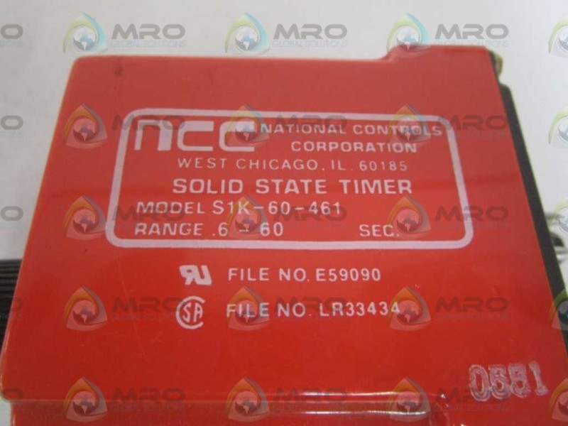 NCC .6-60 SEC. SOLID STATE TIMER S1K-60-461 *USED*