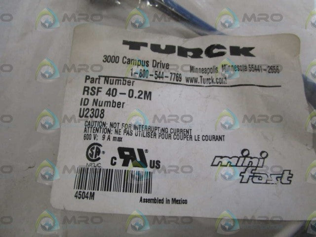 TURCK CORDSET RSF 40-0.2M *NEW IN FACTORY BAG*