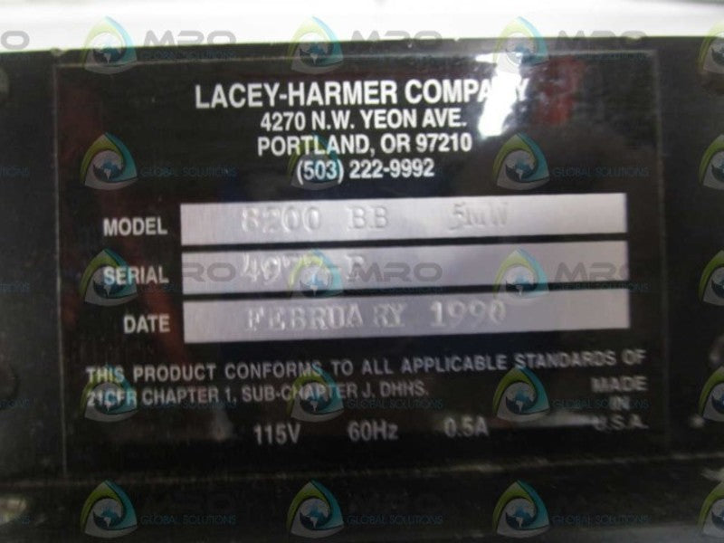 LACEY-HARMER CO. LASER 8200 BB 5MW *USED*