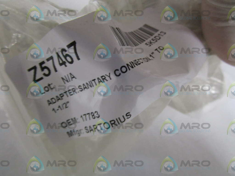 SARTORIUS SANITARY CONNECTION 1" TO 1-1/2" ADAPTER 17783  * NEW IN BAG *