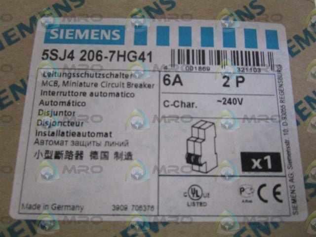 SIEMENS 6A 2P 240V CIRCUIT BREAKER 5SJ4206-7HG41 *NEW IN BOX*
