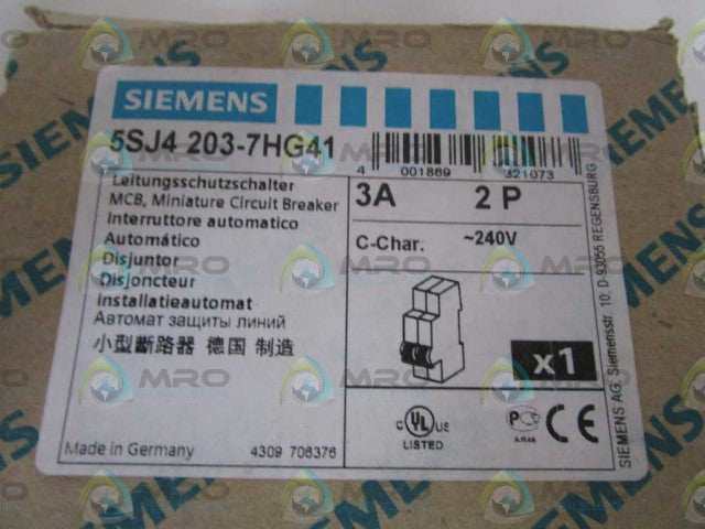 SIEMENS 5SJ4203-7HG41 CIRCUIT BREAKER 3A *NEW IN BOX*