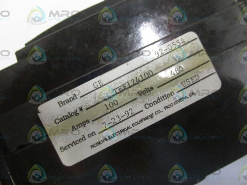 GENERAL ELECTRIC TEF124100 CIRCUIT BREAKER *USED*
