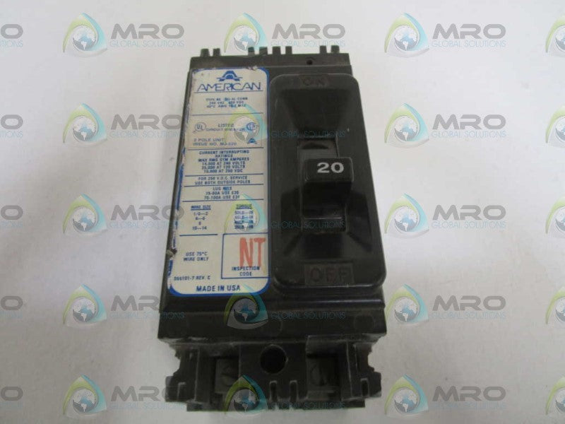 AMERICAN NE220 CIRCUIT BREAKER 20AMP  UNMP