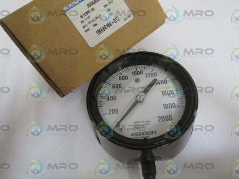 ASHCROFT 451279RS02L-2000# DURAGAGUGE 4-1/2"  0-2000 PSI  NSMP