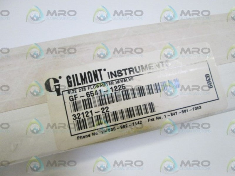GILMONT INSTRUMENTS FLOW METER W/VALVE GF-6541-1225 *FACTORY SEALED*