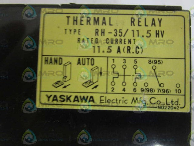 YASKAWA RH-35/11.5HV THERMAL RELAY 11.5 A(R.C) *NEW NO BOX*
