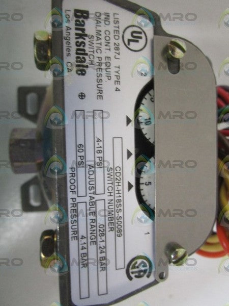 BARKSDALE CD2H-H18SS-S0089 DIALMATIC PRESSURE SWITCH  NSMP