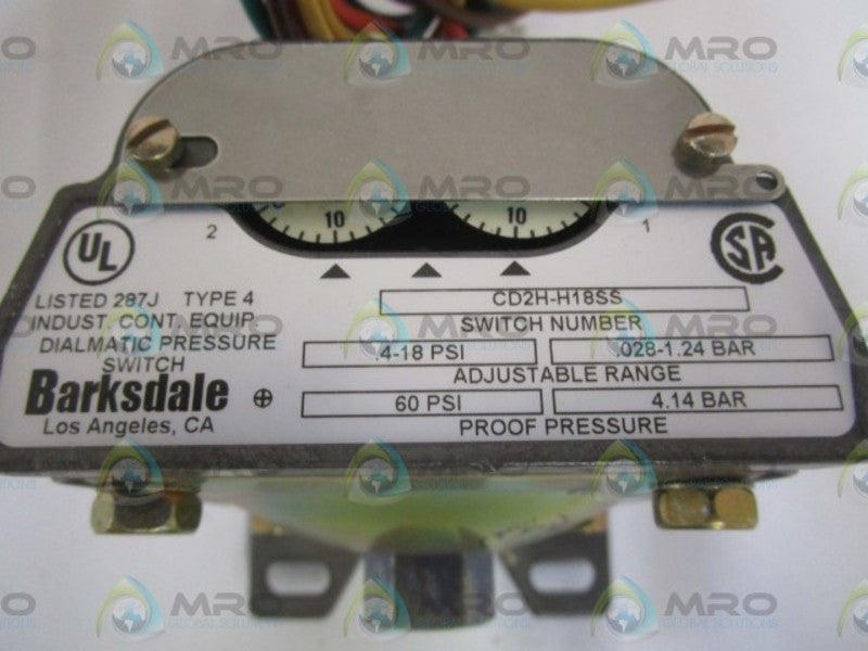BARKSDALE CD2H-H18SS DIALMATIC PRESSURE SWITCH  NSNP