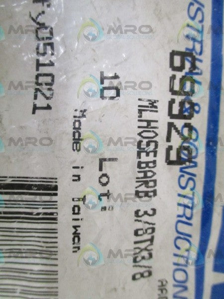 FASTENEL 69929 3/8TX3/8 HOSEBARB  NSNP