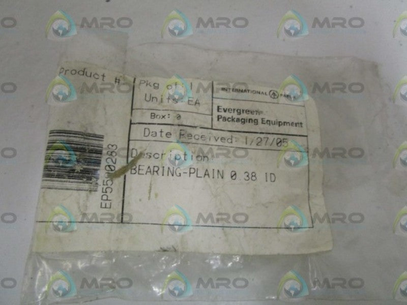 EVERGREEN 5590283 BEARING PLAIN 0.38 ID  NSMP