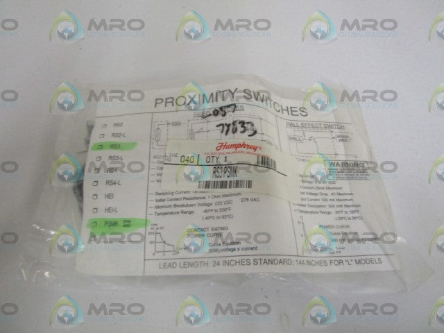 HUMPHREY RS3PSMK PROXIMITY SWITCH *NEW IN FACTORY BAG*