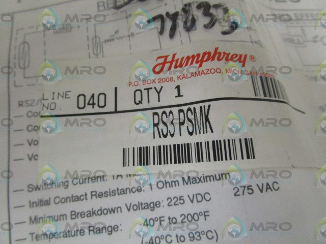 HUMPHREY RS3PSMK PROXIMITY SWITCH *NEW IN FACTORY BAG*