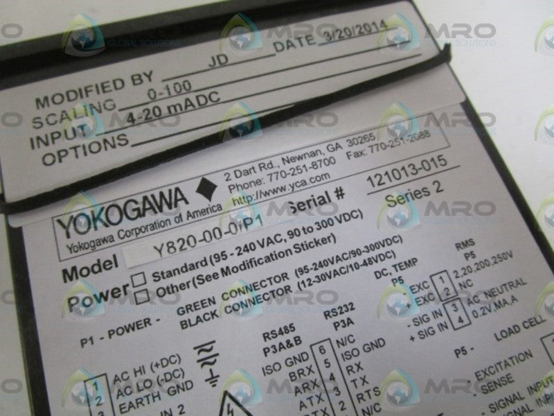 YOKOGAWA Y820-00-0/P1 DIGITAL METER 0-100  NSMP