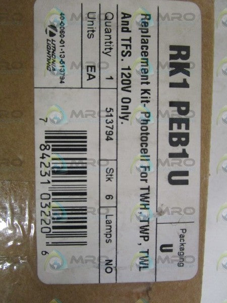 LITHONIA LIGHTING RK1PEB1U REPLACEMENT KIT *NEW IN BOX*