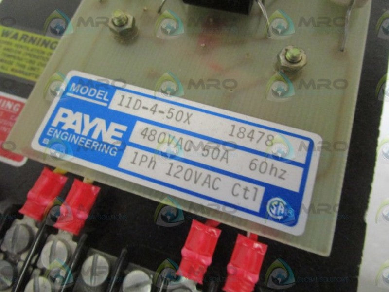 PAYNE ENGINEERING 11D-4-50X 480VAC 50A POWER CONTACTOR  NSNP