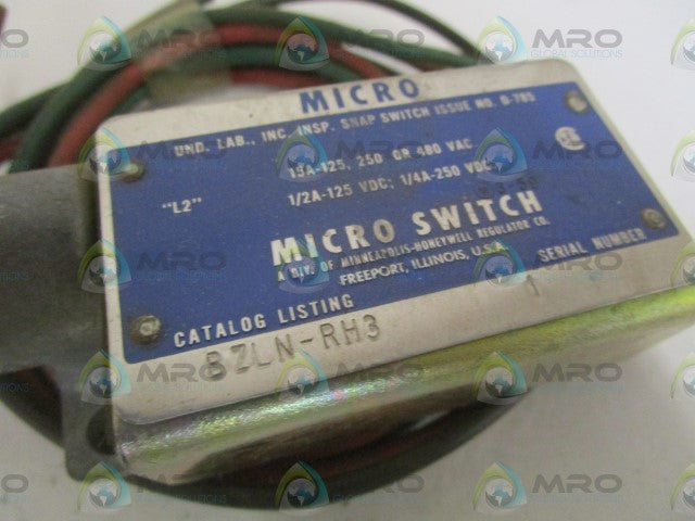 MICROSWITCH BZLN-RH3 LIMIT SWITCH *USED*