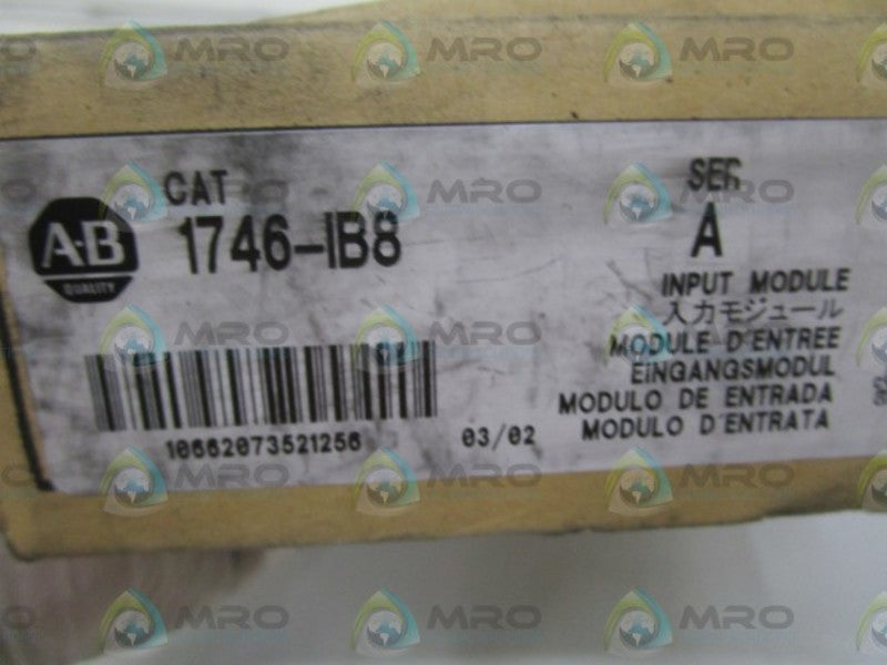 INDUSTRIAL SPARE PART SLC 500 1746-IB8 SER. A MODULE (REMANUFACTURED)  NSMP