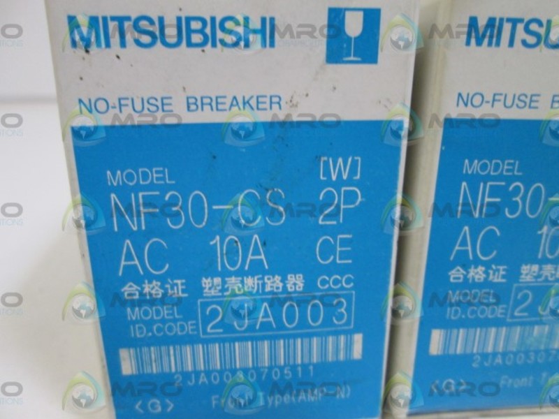 LOT OF 2 MITSUBISHI CIRCUIT BREAKER 2P 10A NF30-CS (GRAY)  NSMP