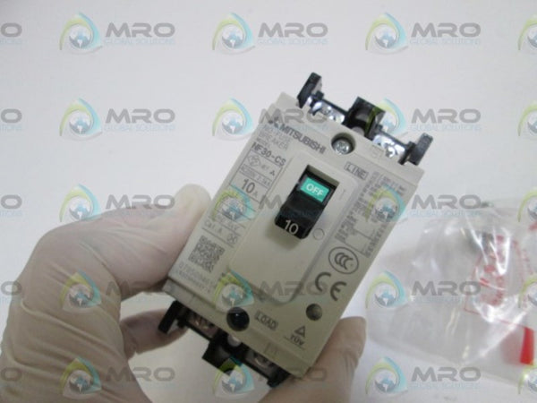 LOT OF 2 MITSUBISHI CIRCUIT BREAKER 2P 10A NF30-CS (GRAY)  NSMP