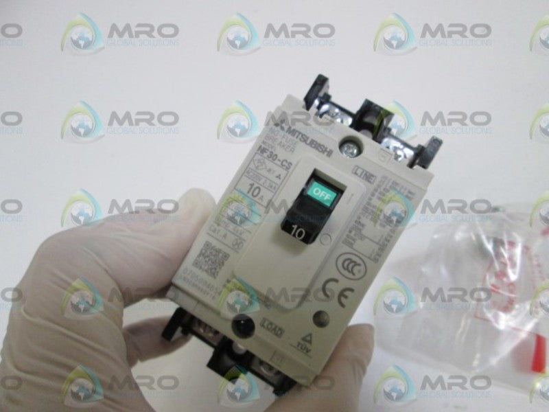 LOT OF 2 MITSUBISHI CIRCUIT BREAKER 2P 10A NF30-CS (GRAY)  NSMP