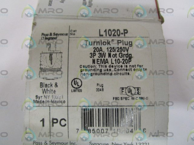 PASS & SEYMOUR LEGRAND TURNLOK L1020-P PLUG *NEW IN BOX*