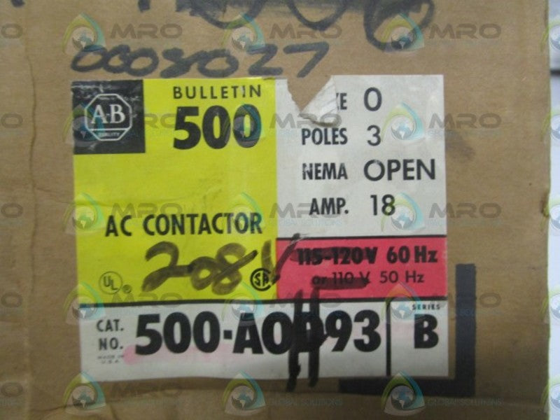 INDUSTRIAL SPARE PART 500-AOH93 SER. B 208V (AS PICTURED)  NSMP