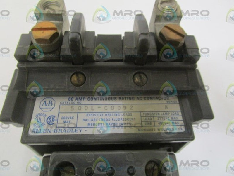 ALLEN BRADLEY 500L-COD92 SER .A CONTACTOR (AS PICTURED)  NSMP